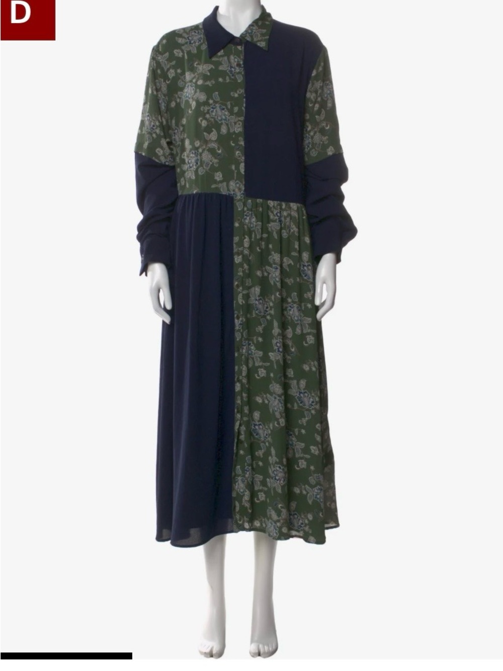 Pamela Love Olive Green & Navy Dress